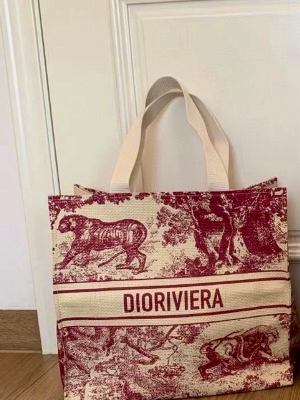 Dior Dioriviera Red & Cream Canvas Tote GWP Bag